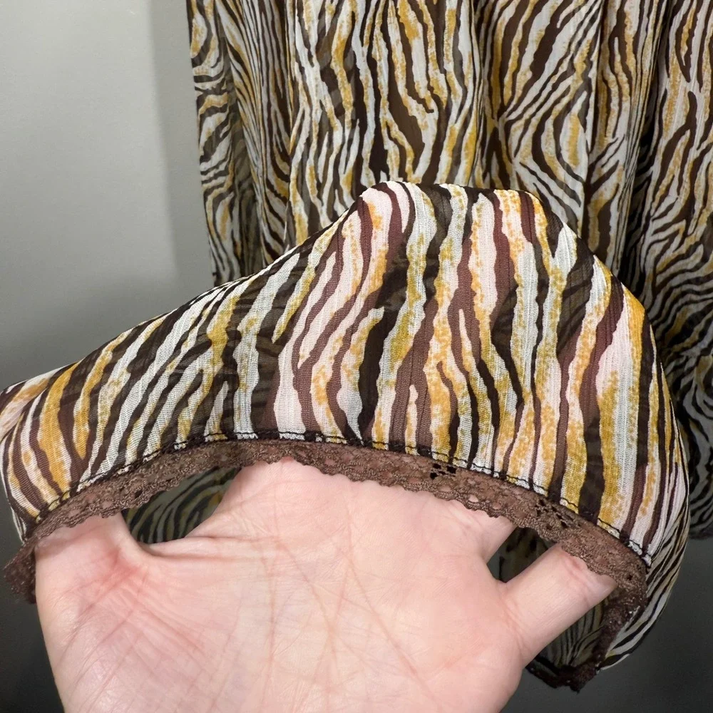 Moon Collection Dress Brown Yellow White Tiger Print Sleeveless Medium - Picture 6 of 9